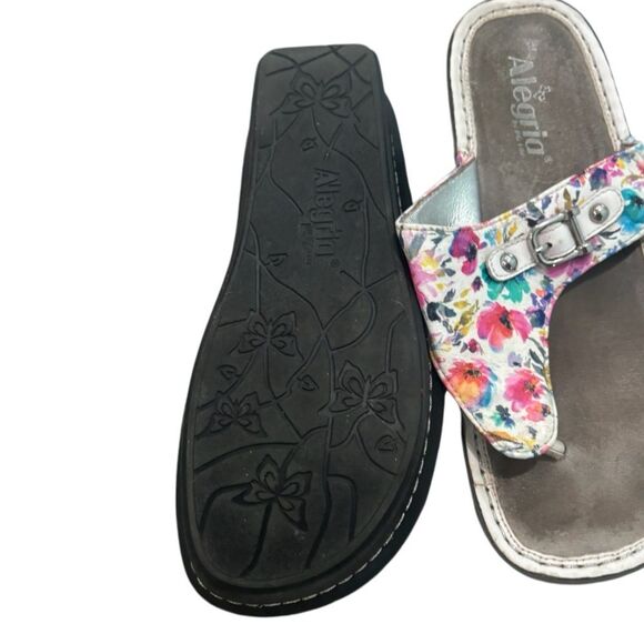 Alegria Vanessa Thong Flip Flop Sandals Size Perennial Floral White Leather - Picture 3 of 5